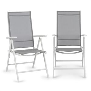 Blumfeldt Almeria, skladacia stolička, sada 2 kusov, 59,5 x 107 x 68 cm, ComfortMesh, hliník, biela