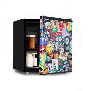 Klarstein Cool Vibe 46+, chladnička, 46 l, energet. trieda F, VividArt Concept, štýl stickerbomb
